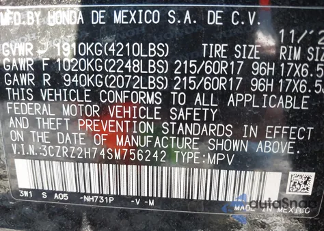 2025 Honda Hr-V Awd Ex-L z USA, uszkodzony, nr VIN 3CZRZ2H74SM756242